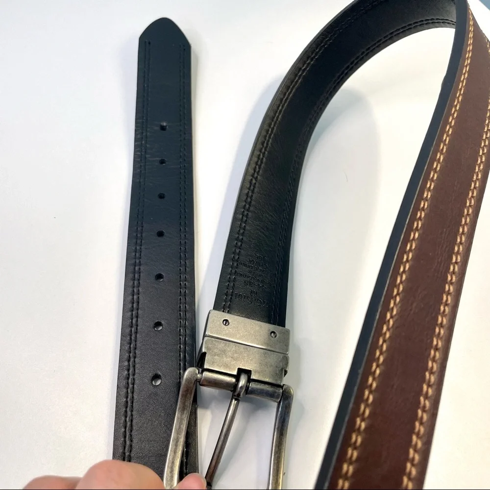 Brown & Black Double Sided Leather Dress Belt